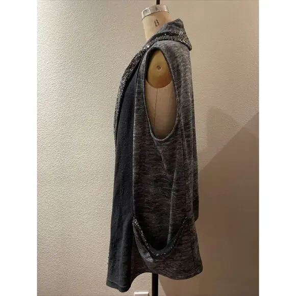 juicy couture, sleeveless knit long open cardigan, sequins, large - Picture 5 of 6